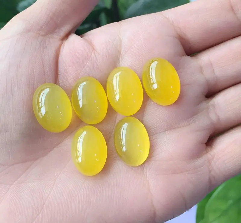 Wholesale 2pcs Yellow Carnelian Agate Beads 8x10mm 12x16mm 18x25mm Oval Gemstone Cabochon Ring Face For Jewelry making