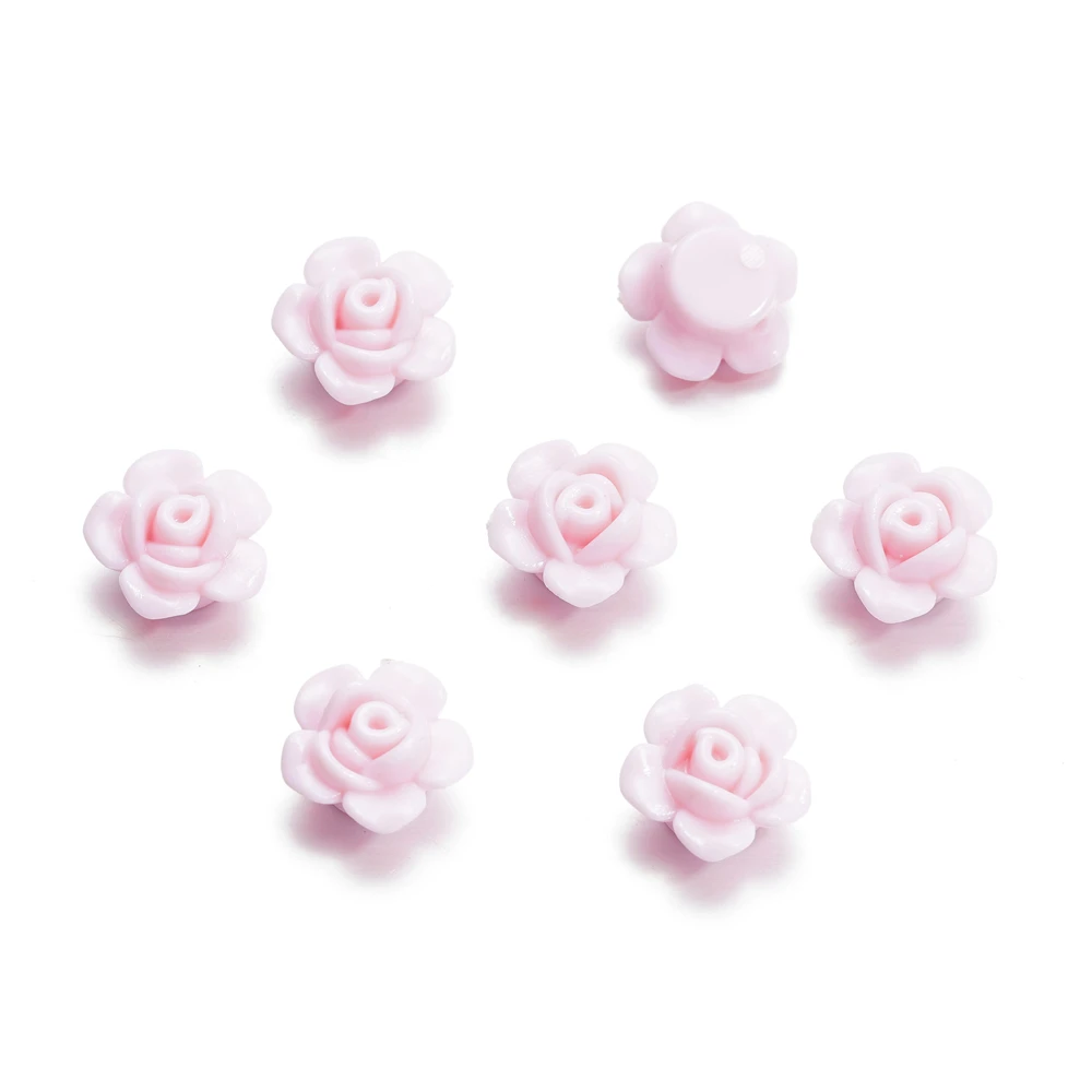 40Pcs/Lot 13mm Colorful Rose Flower Acrylic Loose Spacer Beads for Jewelry Making DIY Bracelet Handmade Clothing Accessories