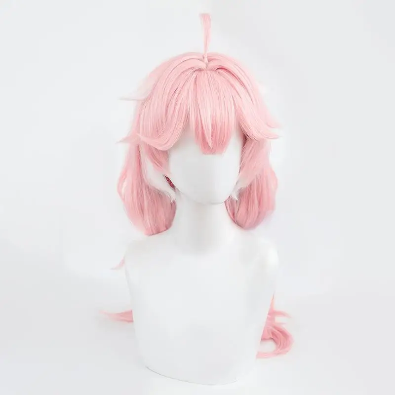 L-email wig Synthetic Hair Game Wuthering Waves Encore Cosplay Wig Pink Mixed White Color Cos Wigs For Women Heat Resistant Wig