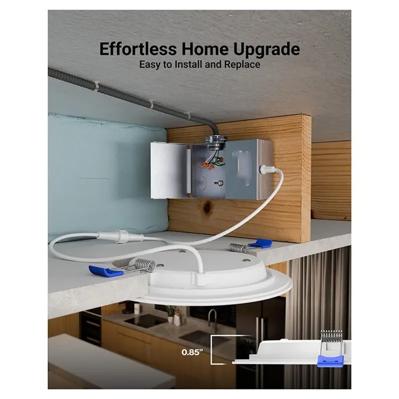 [NEWA08R】 Canless Ceiling Lights 2 Pack- 2Pcs 6 Inch LED Recessed Lighting With Junction Box, Dimmable, 4000K Cool White