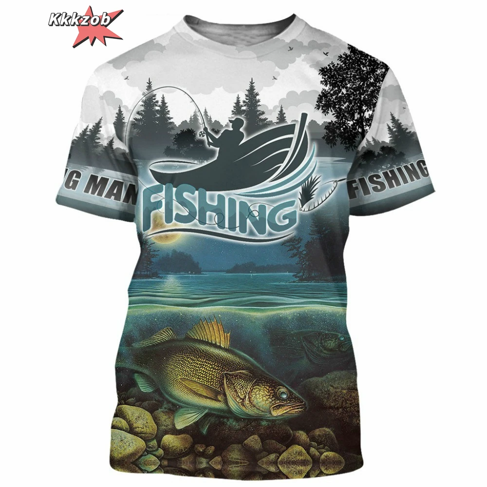 Men's Clothing 3D Fishing Pattern Printed Short Sleeve Oversized T-Shirt Fishing Fishing Outdoor Clothing Short Sleeve Top image 3