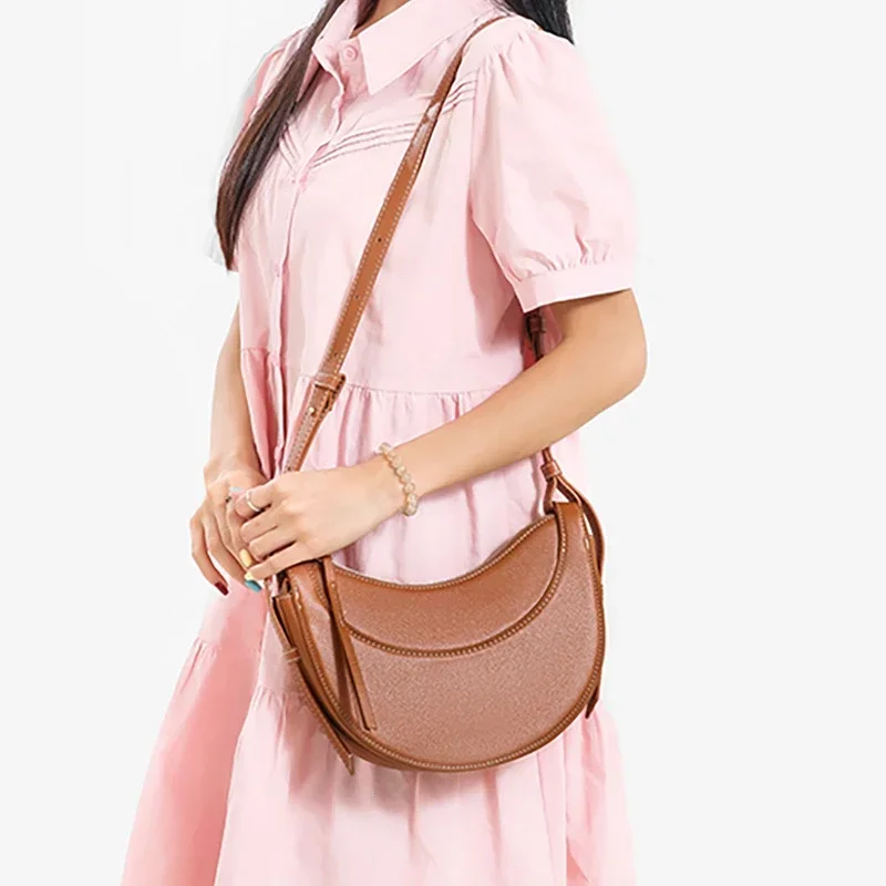 New Underarm Saddle Bags Fashion Solid Color High Quality Leather Purses and Handbags for Women Casual Shoulder Crossbody Bag