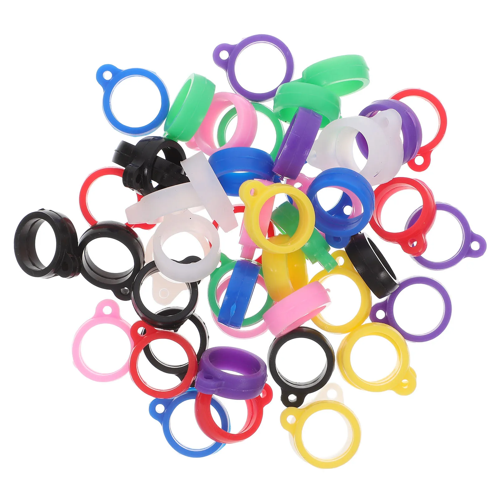 

50Pcs Silicone Anti Slip Ring Keychain Bracelet Pen Holder Rubber Key Ring for Lanyard Pendant Carrying Kit Jewelry Jump Rings
