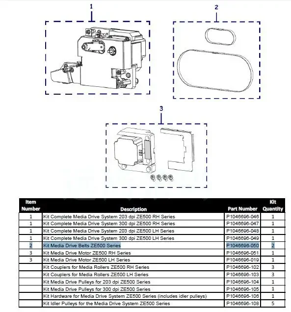 Ze500 printing engine, domestically produced high-quality drive belt P1046696-050, one set of 2 pieces