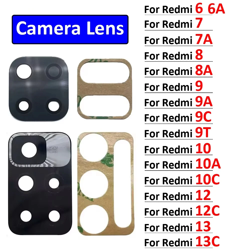 Rear Camera Glass Lens For Xiaomi Redmi 6 6A 7 7A 8 8A 9 9A 9C 9T 10 10A 10C 12 12C 13 13C 4G 5G Camera Glass Replacement Parts