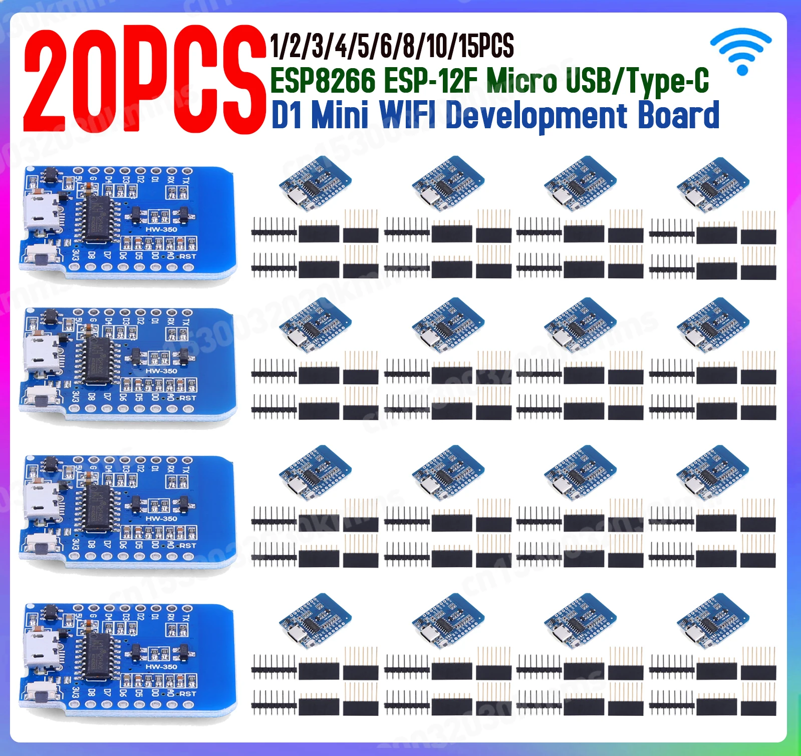 WeMos D1 Mini ESP8266 ESP-12F WIFI Internet of Things Development Board Micro USB Type-C Nodemcu Lua Iot Board 3.3V With Pins