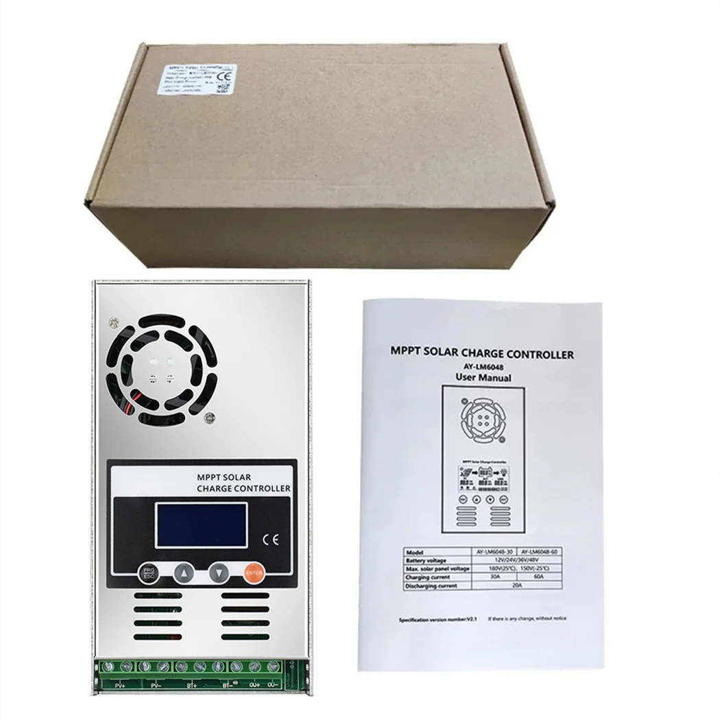 ECGSOLAX MPPT 60A جهاز التحكم بالشحن بالطاقة الشمسية 12 فولت 24 فولت 48 فولت السيارات مع موصل الطاقة الشمسية LCD منظم الطاقة الشمسية صالح لبطارية الرصاص الحمضية