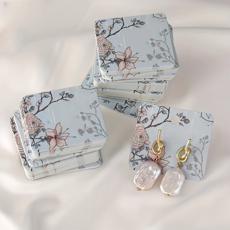 

100 шт. красочные серьги с цветами и птицами, картонные серьги «сделай сам», упаковочный материал для маленьких карточек, которые можно повесить