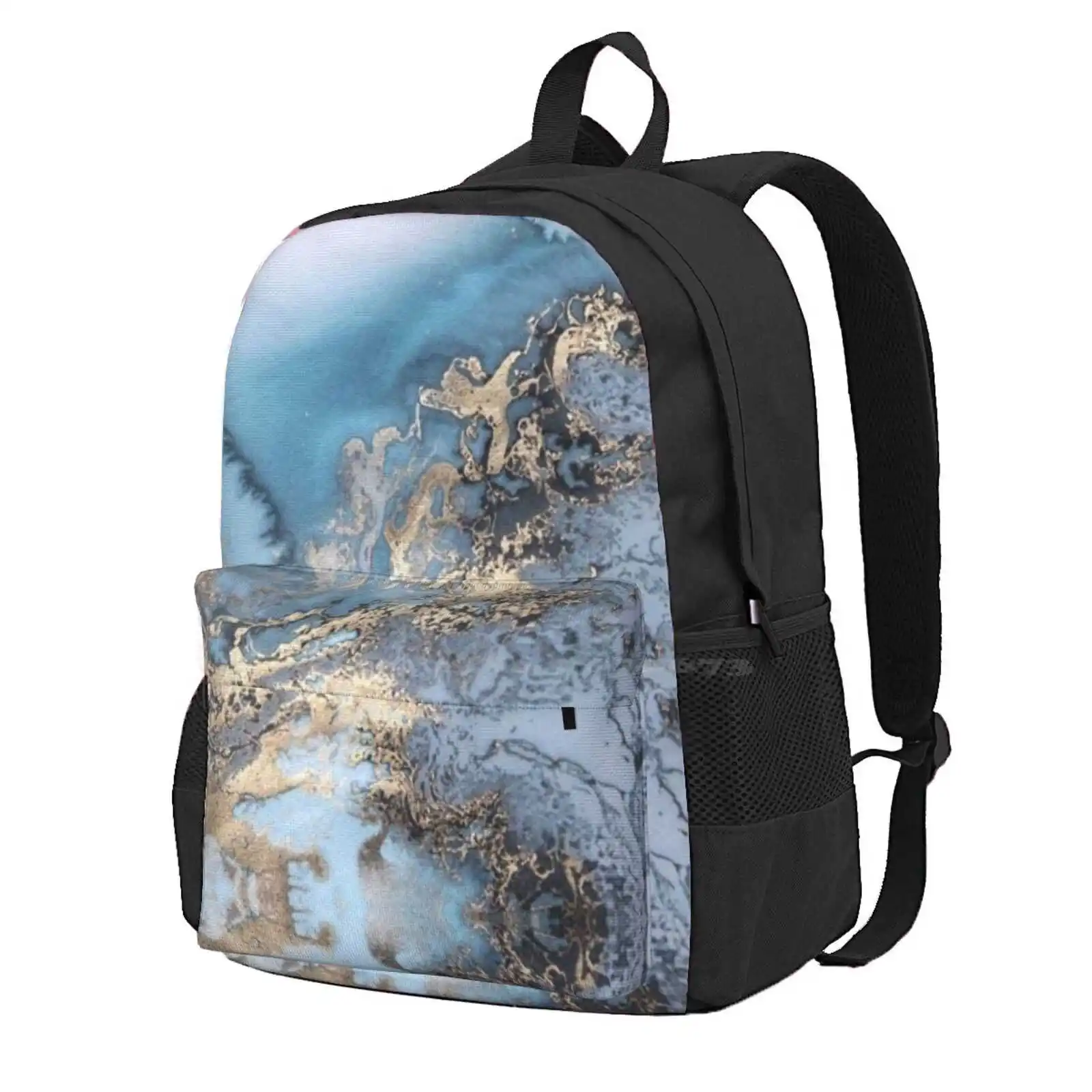 Blue And Gold Marble Hot Sale Schoolbag Backpack Fashion Bags Blue And Gold Marble