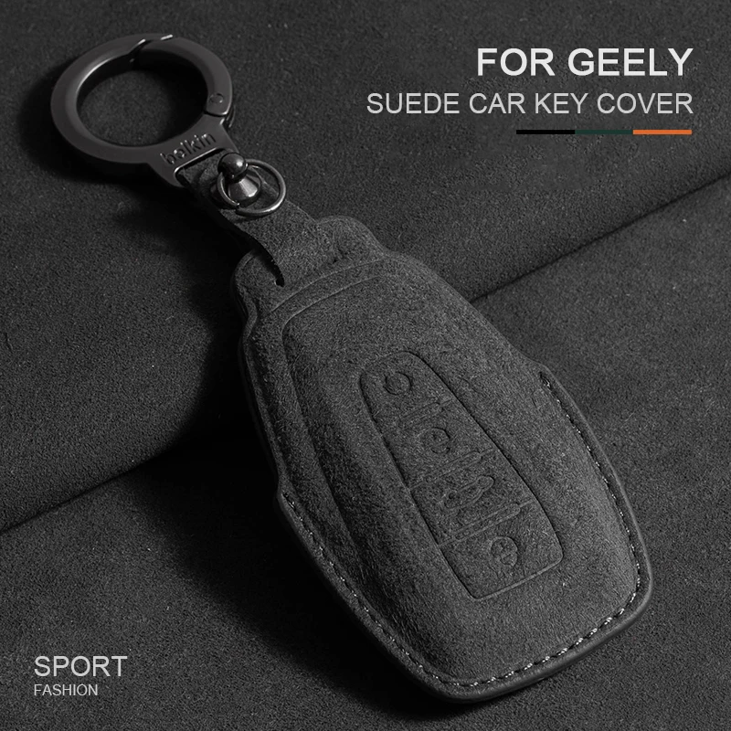 

Suede Car Smart Key Cover Case Shell Fob For Geely Coolray X6 X7 Emgrand Global Hawk GX7 Holder KeyChain Protector Accessories