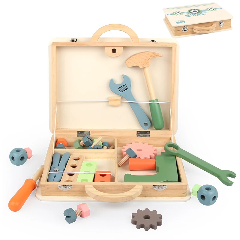 Giocattoli in legno per bambini Giochi di finzione multifunzionali Educazione di ingegneria Strumento di assemblaggio di dadi a vite Giocattoli Regali di manutenzione Montessori