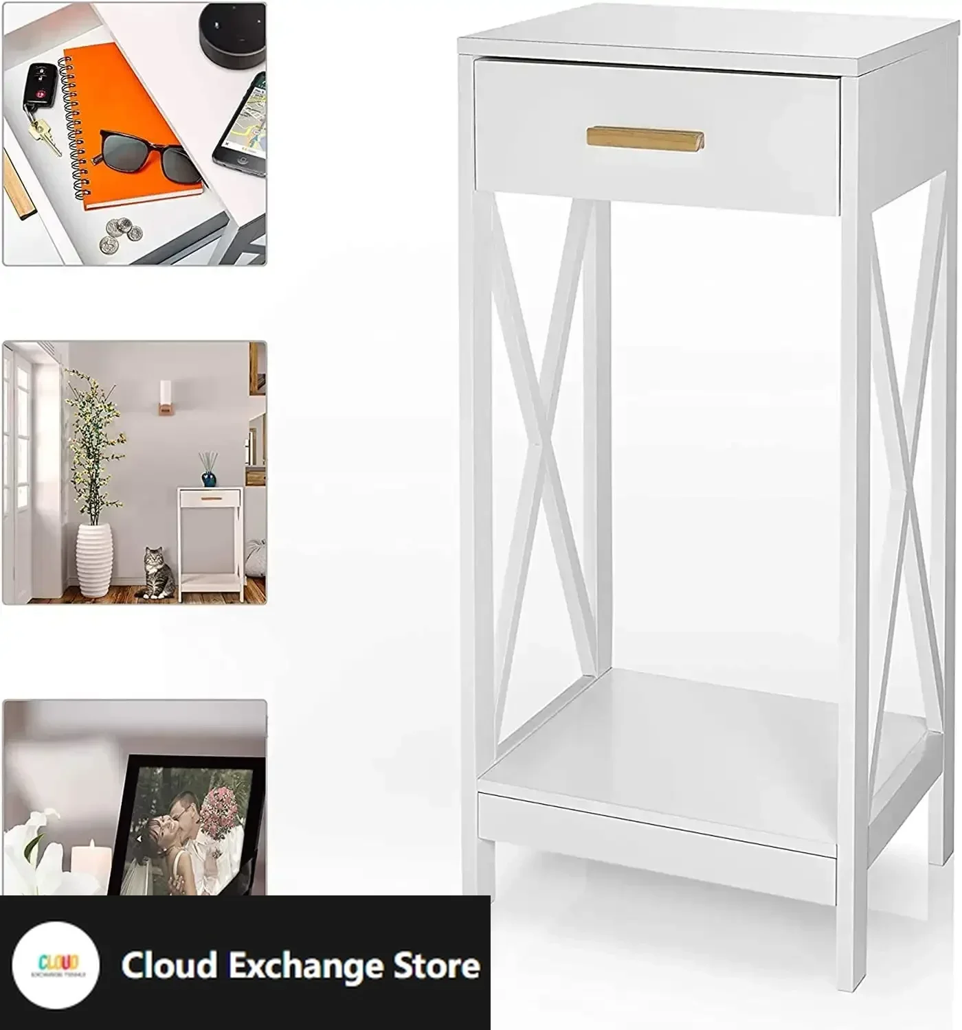 

Modern Side Table and Nightstand w/Single Drawer Storage