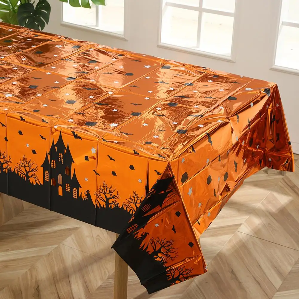 Unique Halloween Design Halloween Disposable Plastic Tablecloth Set with Pumpkin Skeleton Patterns for Indoor Outdoor Party