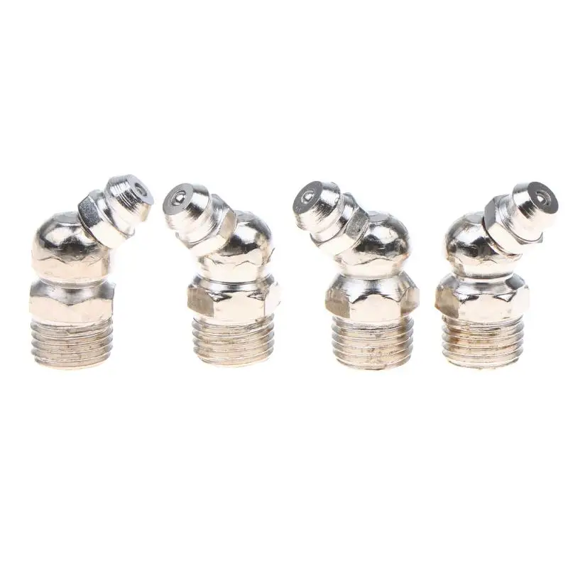 10 Stück M6 Eisen-Zink Hydraulik-Schmiernippel-Armaturen 45-Grad-Winkel-Schmiernippel-Armaturen mit Staubschutzkappen – Detail 4