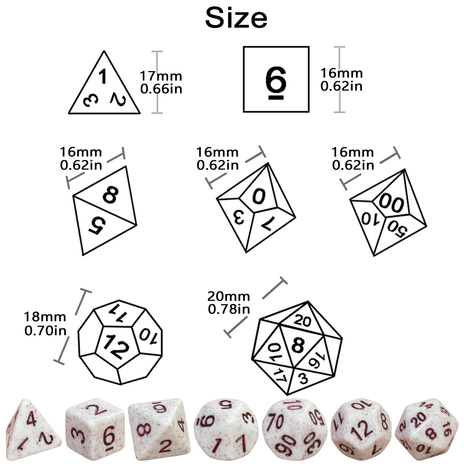 New Colored Dice Polyhederal Dice Set 7pcs Game Dice D4-D20 for Dragons Game Table Board Roll Playing Games