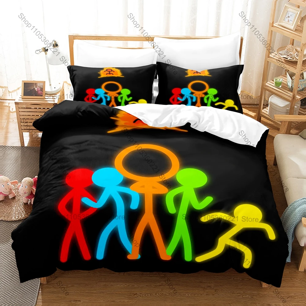 Muted Black White Abstract Generic Minimal Simple Stick Figure Line Sketch Duvet Cover + 2 Pillowcases Neutral Clean Desktop