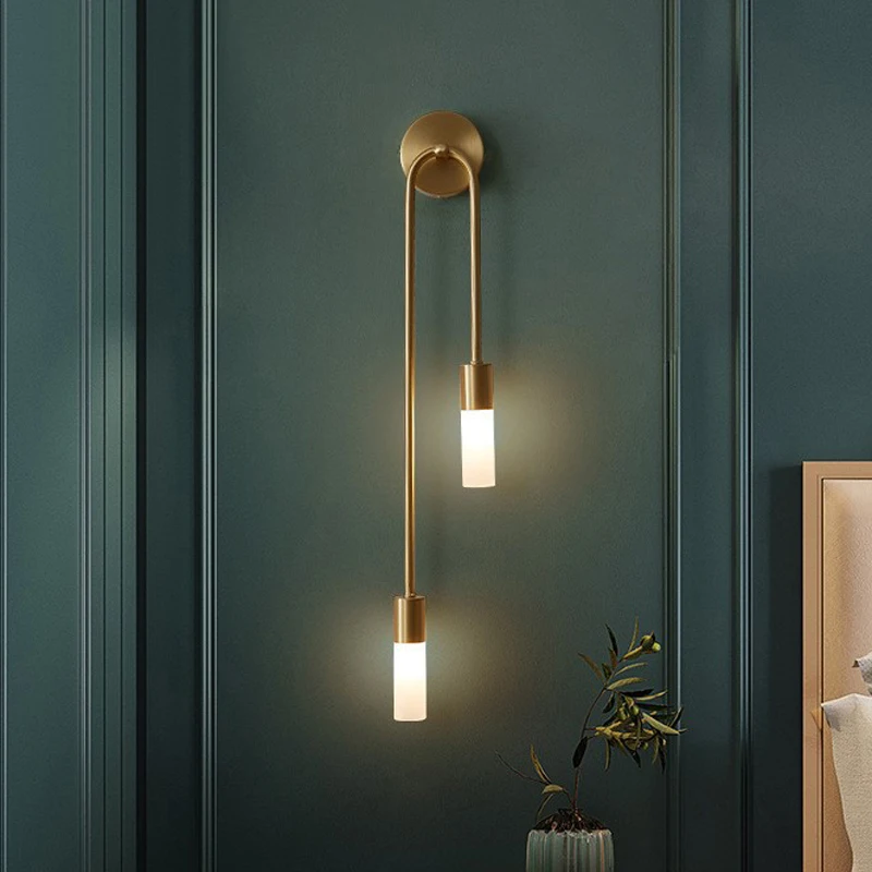 Golden Wall Lamp Led Bedside Bedroom Living Room Home Decor Background Light Black Hotel Corridor Asile Stair Sconce G9