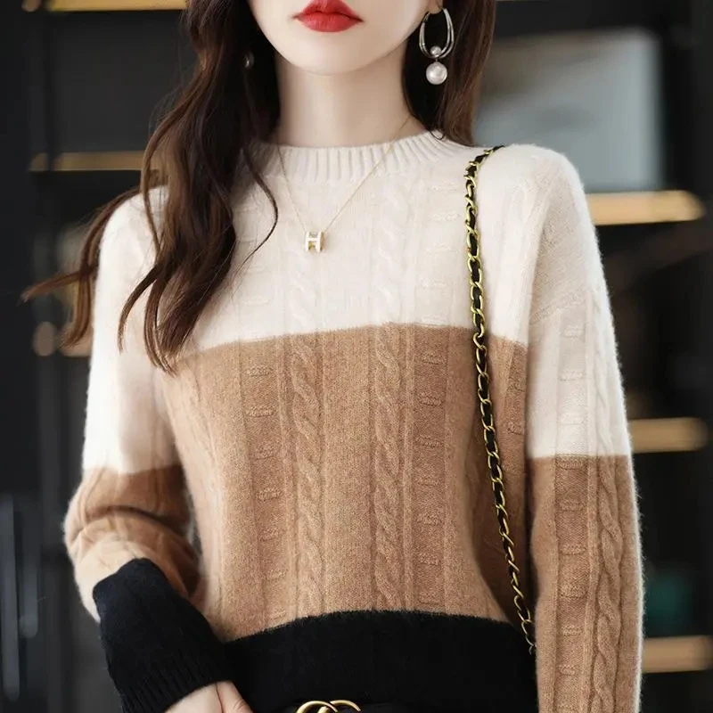 Fashion Autumn And Winter New Crew-Neck Sweater Women\'s Pullover Sweater With Long-Sleeved Blouse Bottoming Shirt Jumper