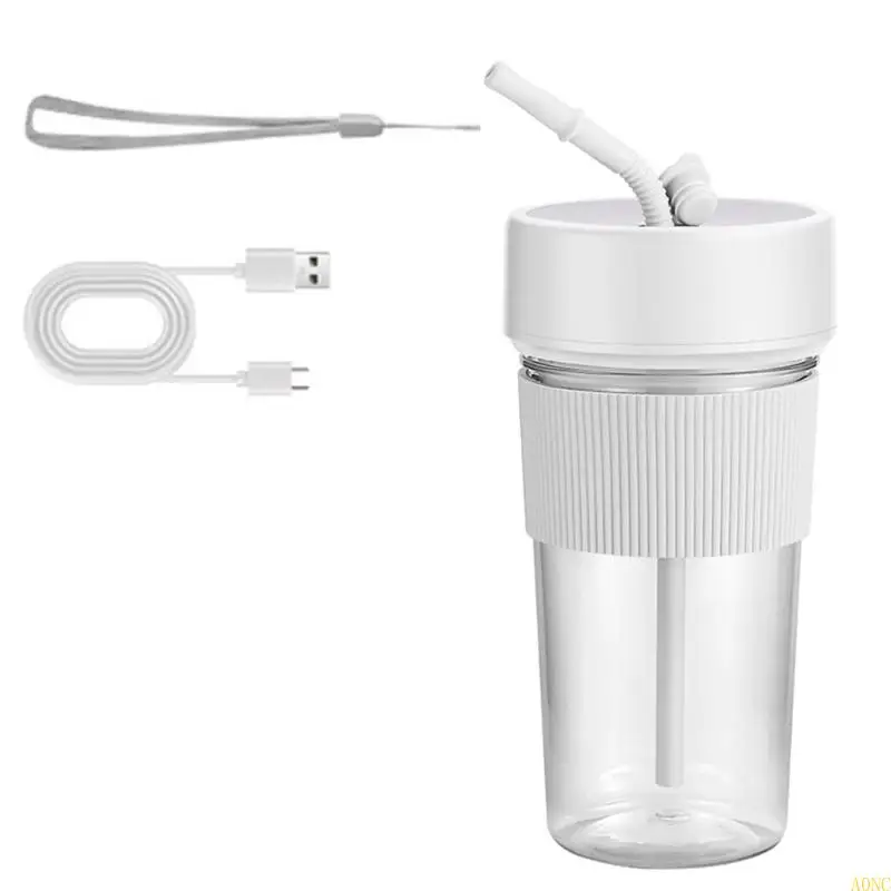 A0NC小型USB充電式ブレンダーフルーツジューサーストローフルーツミキサーポータブルブレンダーPPとフルーツジュース用PC材料