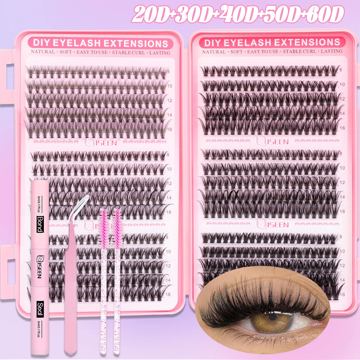 DIY Wimpernbüschel Wispy Lashes D-Curl 8-16mm Wimpernverlängerungen Wimpernbüschel-Set DIY für Zuhause Make-up – Detail 5