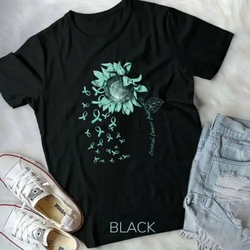 

CERVICAL CANCER AWARENESS Sunflower Teal Ribbon Unisex Youth T-shirt