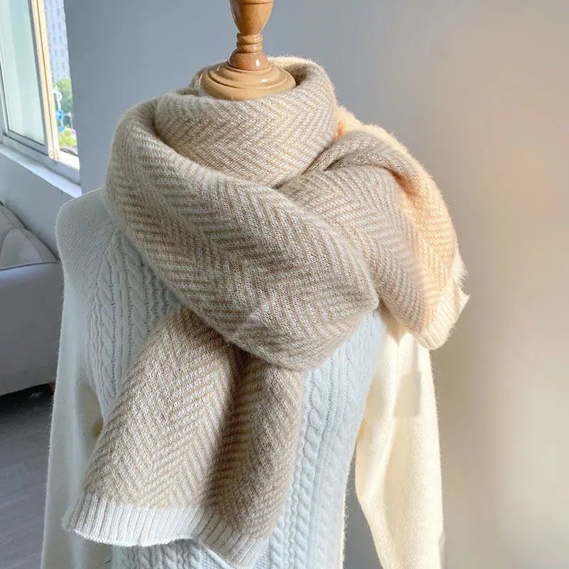 

Luxury Scarf Winter Warm Cashmere Women Long Pashmina Female Scarves Lady Shawl Wraps Design E1192