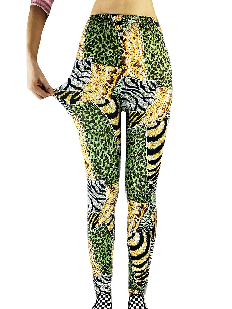 Ysdnchi colorido leopard workout outfits calças femininas leggings fino lápis magro impresso leggins estiramento esporte ginásio novo