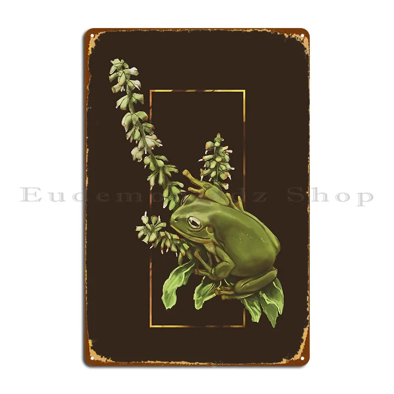 Australian Green Tree Frog And Basil Metal Plaque Retro Garage Designing Customize Printing Tin Sign Poster