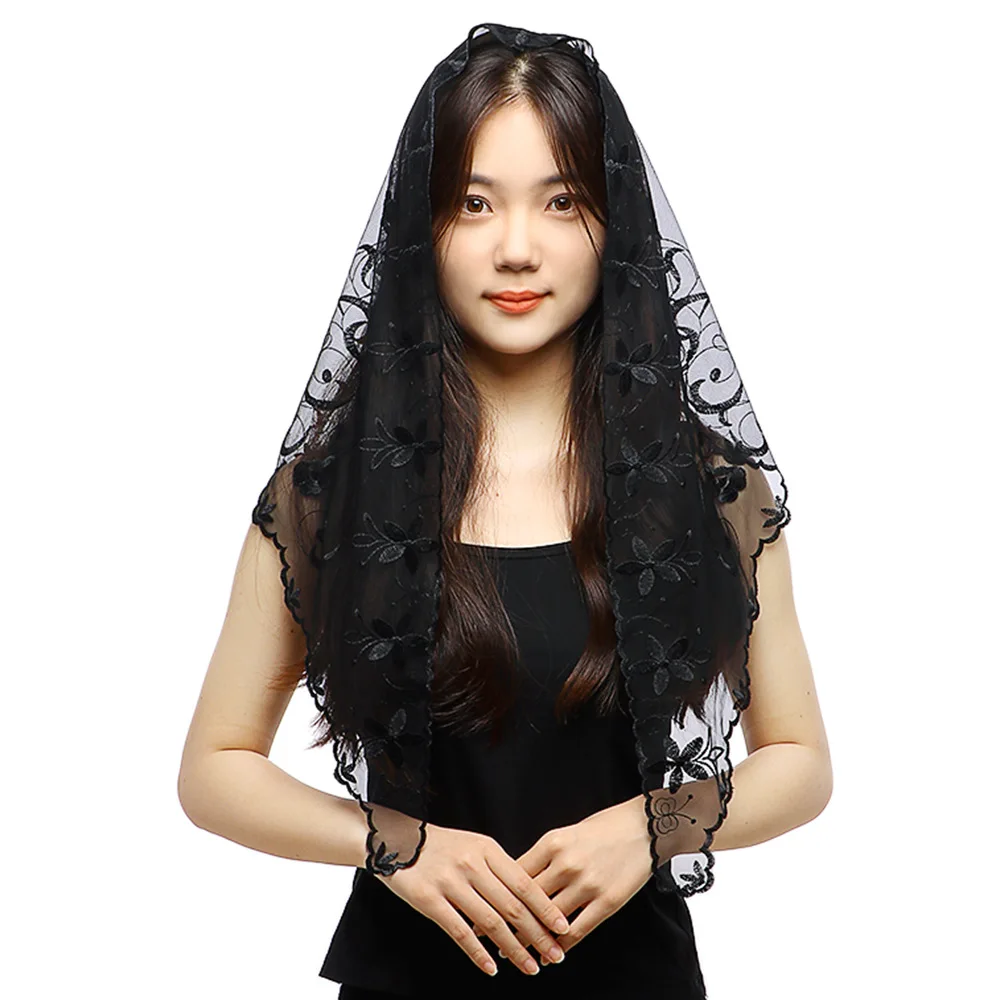 Spring and Autumn New Solid Color Lace Triangle Scarf Fashionable Hollow and Light Triangle Veil Snood SJJ023