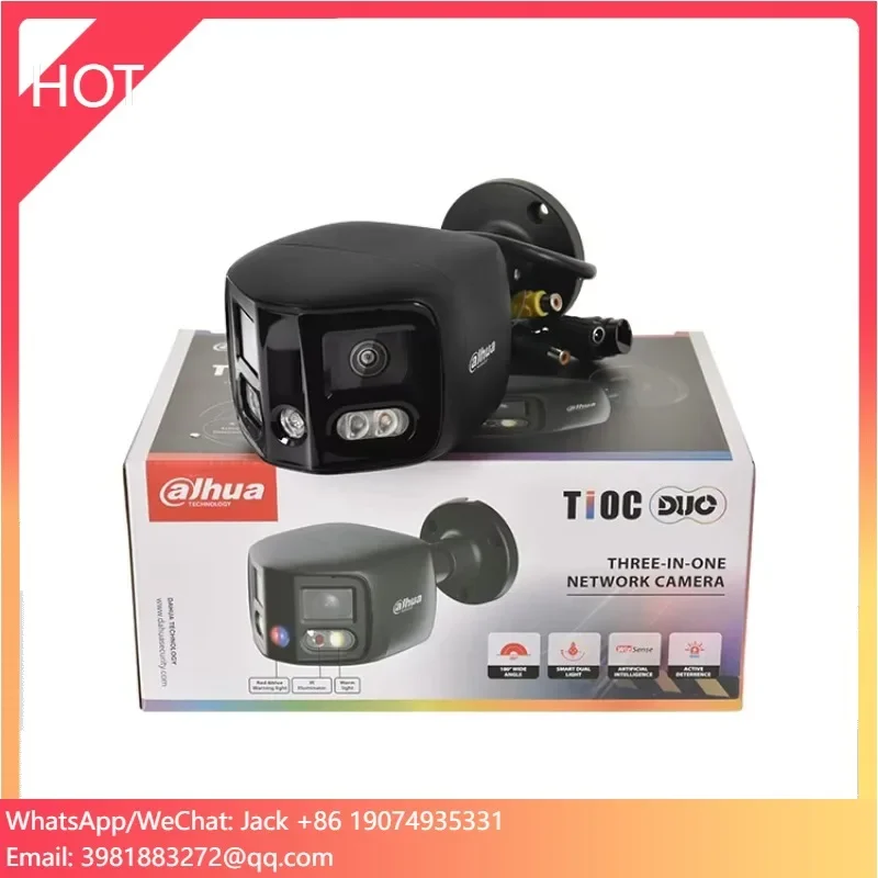 كاميرا بانورامية بزاوية واسعة 180 درجة IPC-PFW3849S-A180-AS-PV عدسة مزدوجة الردع النشط 4MP كاميرا IP رصاصة