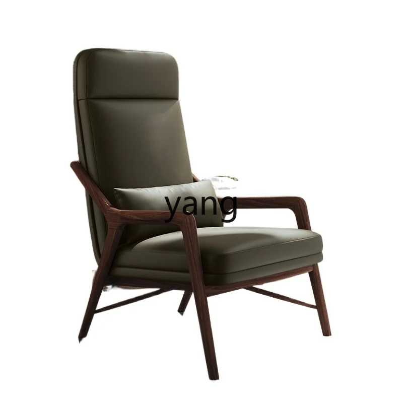 LTT  solid wood leisure chair single sofa chair high-end villa furniture top layer leather