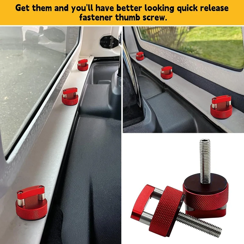

6Pcs Hardtop Bolts Screw Quick Removal Fastener Thumb Screw Nut Kit For Jeep Wrangler JK 2007-20018 JL 2018-2022