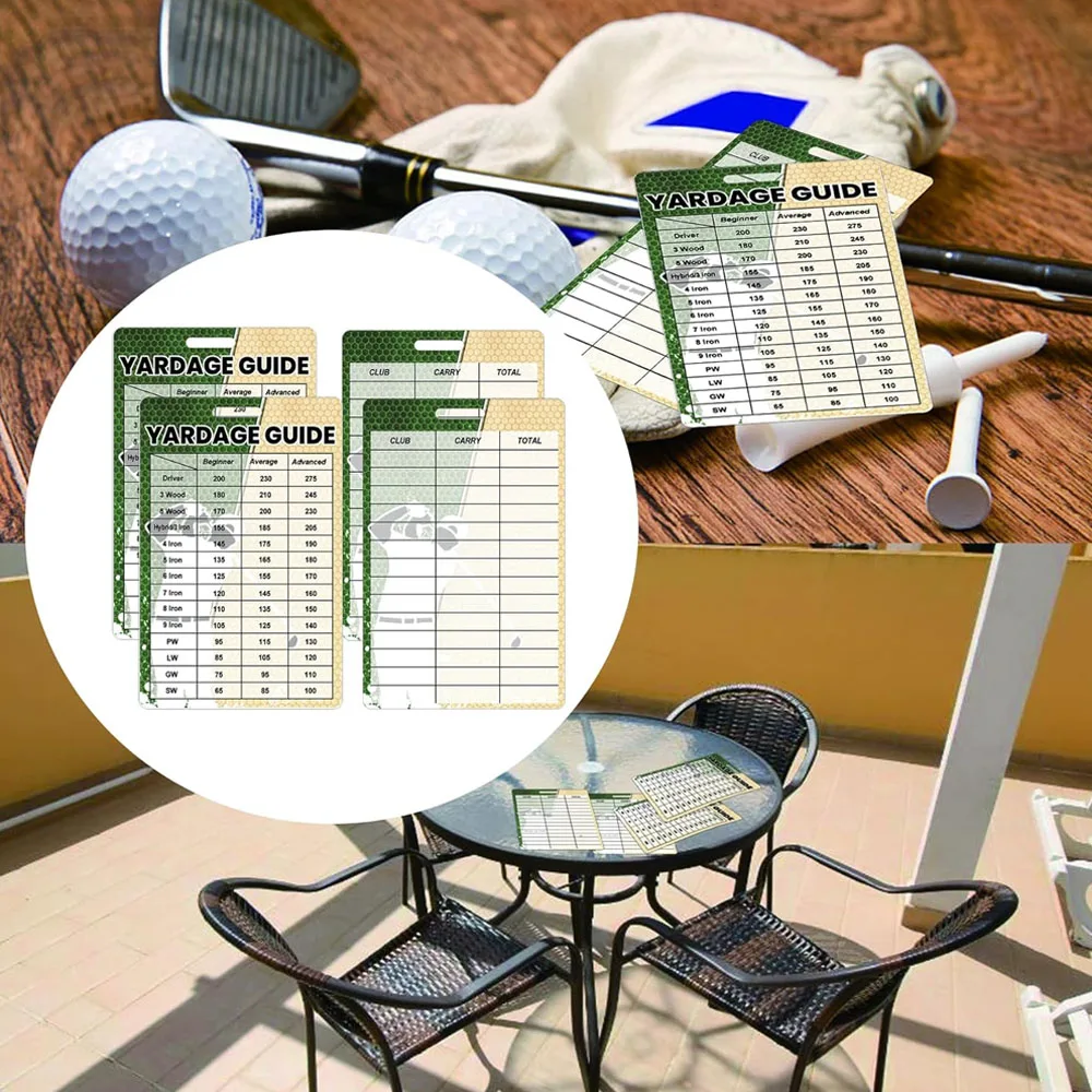 2Pcs Golfers Quick Reference Distance Cards Golf Club Distance Cards Golf Yardage Guide Card for Seasoned Golfers