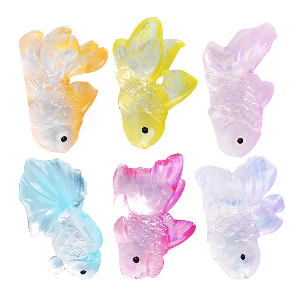 

6 Pcs Miniature Goldfish Resin Figures Ocean Animals Micro L Decorations Tiny Fish Garden Props Realistic Durable