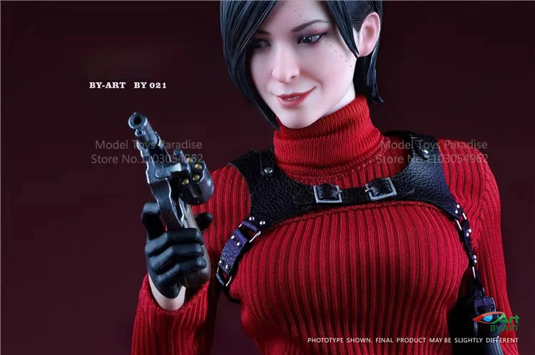 BY-ART BY-021 Zestaw ubrań dla figurki żołnierki w skali 1/6, Ada Wong, z ruchomymi oczami i rzeźbioną głową, pasuje do figurek akcji 12-calowych.