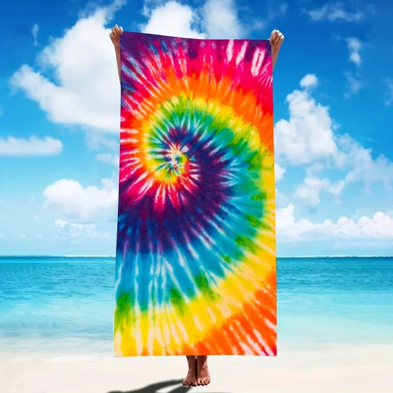 Newest Rainbow Spiral Tie Dye Beach Towel Microfiber Lightweight Swimming Pool Bath Towel Quick Dry Travel Towel