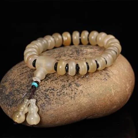 

Tibet Horns Bracelet 108 Buddhist Prayer Beads Bracelet Exfoliating Artisanal Item Imitation Fingernail Cooling Unisex Accessory