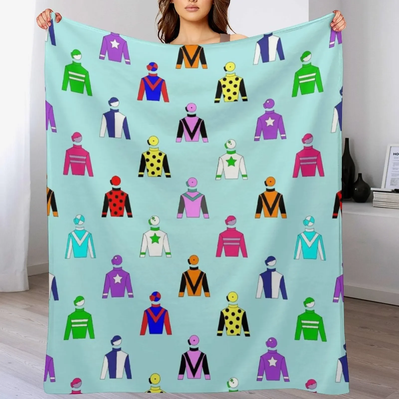 

Horse Racing Jockey Silks Throw Blanket Plaid on the sofa Decorative Beds Cute Plaid Luxury St Blankets