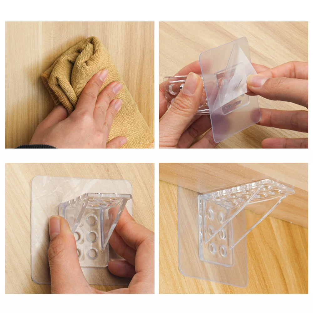 قوس تثبيت الأظافر مقاطع دعم واضحة مقاطع دعم الخزانة ذاتية اللصق الرف دعم التجنيب لتنظيم غرفة النوم لتقوم بها بنفسك #3