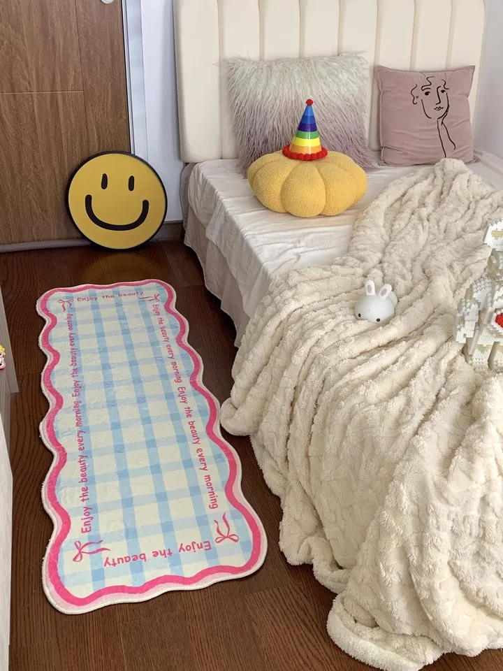 VIKAMA سجادة لطيفة بجانب السرير مقاومة للماء ومضادة للحشف ومضادة للكهرباء الساكنة أريكة لغرفة المعيشة وغرفة النوم سجادة تزيين المنزل