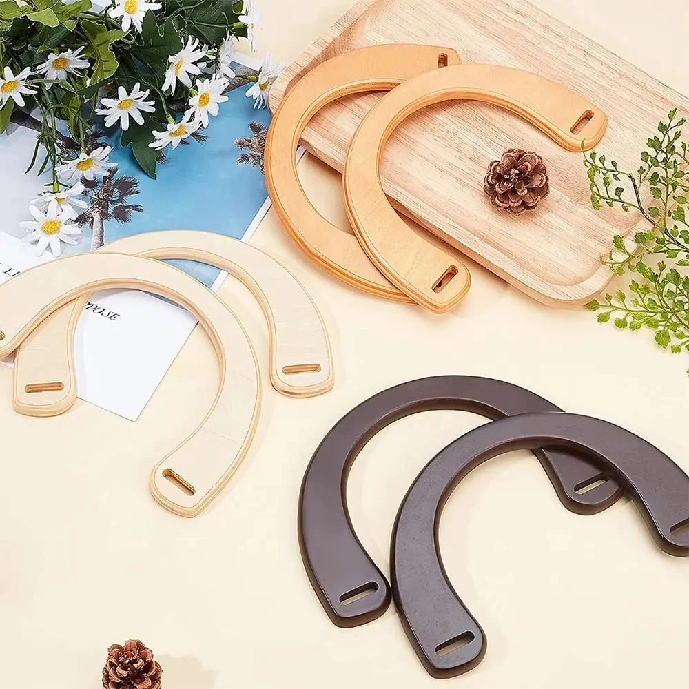 1Pcs Wooden Bag Handle Ring U-shaped Detachable Handbag Handles Replacement Bag Strap DIY Purse Luggage Handcrafted Accessories