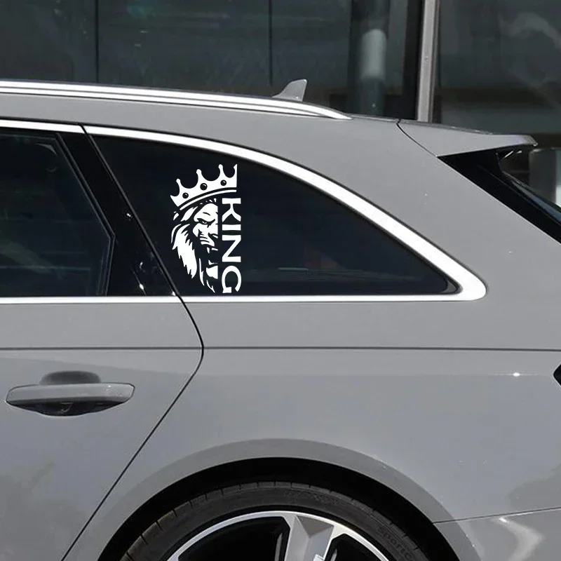 11*20CM exquisite Car Interior Sticker Lion with A Crown King Die cut Vinyl Sticker Car Bumper Laptop Waterproof Car Decoration