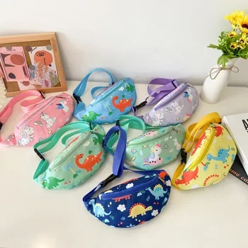 Riñonera con estampado de dinosaurio y Animal de dibujos animados para niños, bolso de cintura para guardería, bolsa de cinturón para niños pequeños, monedero cruzado para niños y niñas