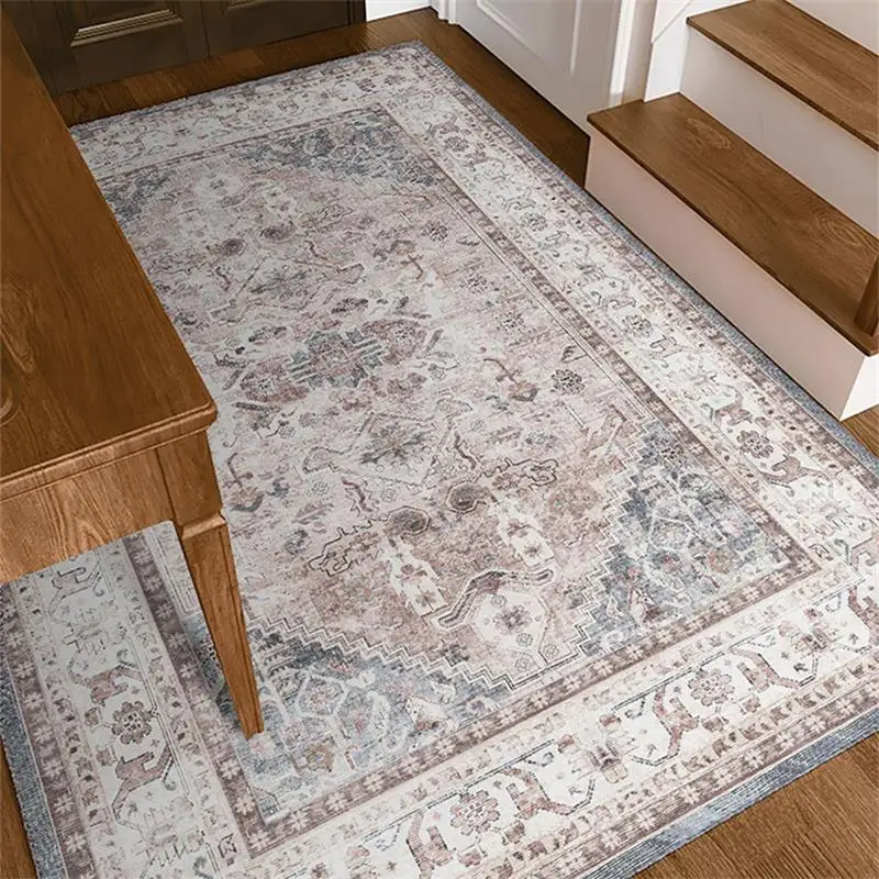 Home Retro Soft Carpet For Living Room Medieval Design Bedroom Rug Decorative Sofa Table Floor Mat Thick Short Plush Area Rugs