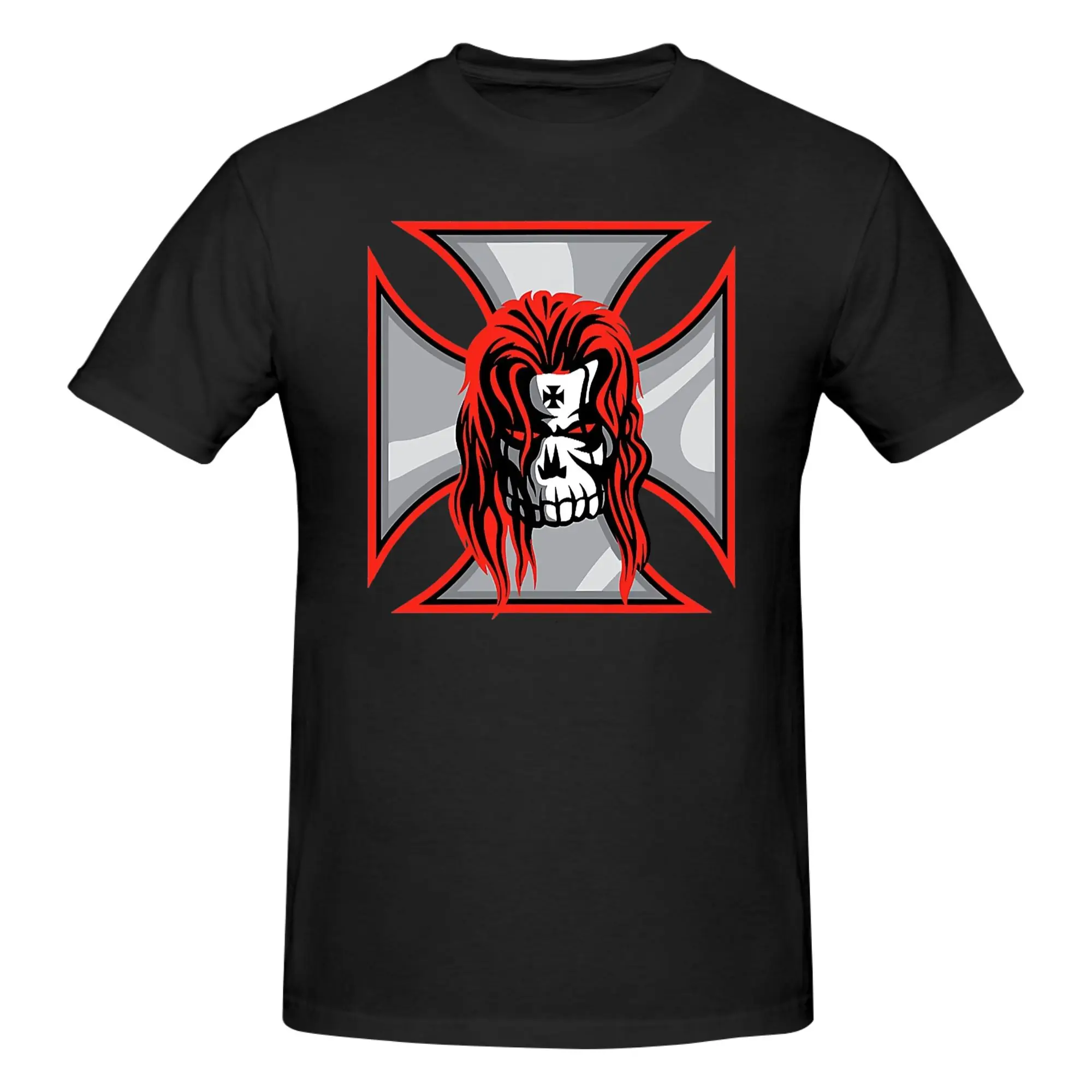 1 Piece Skull Cross Axe Funny Graphic 100% Cotton T-Shirt Triple-H Tops Tees For Men