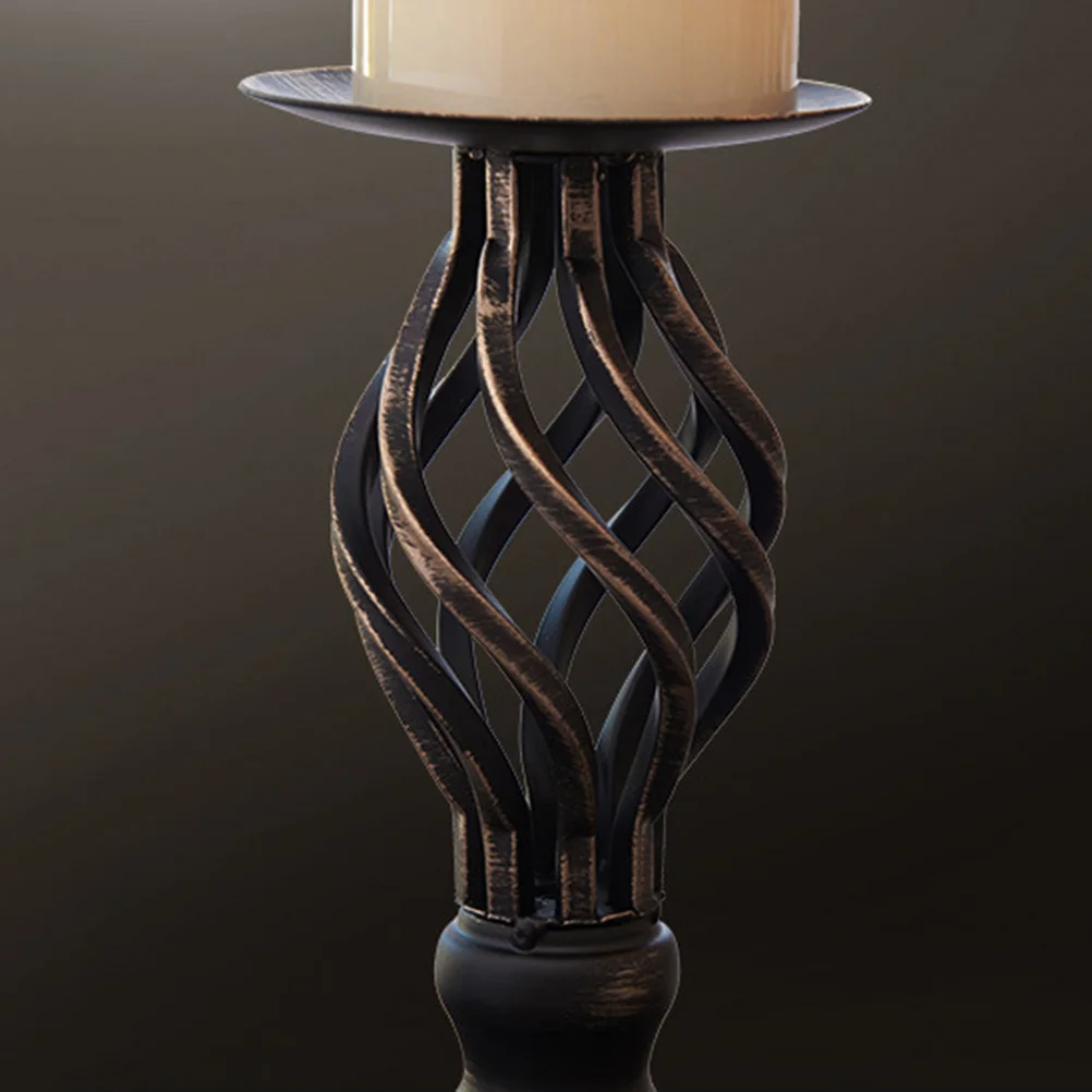 

Retro Hollow Out Metal Stand Small Size Candlestick Decor for Home Office Restaurant Aromatherapy Meditation Relaxation