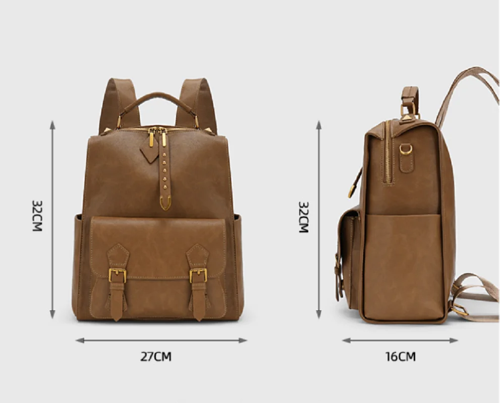 New England Retro Style Travel Backpacks Women's Large Capacity Shoulder Bags Totes Soft Leather Laptop School Bag Backpack