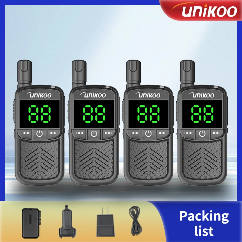 

4 PCS UNIKOO UK483M Walkie Talkie LCD Display Mini Portable Handheld Radio Comunicador Long Range Kids Walkie Talkies