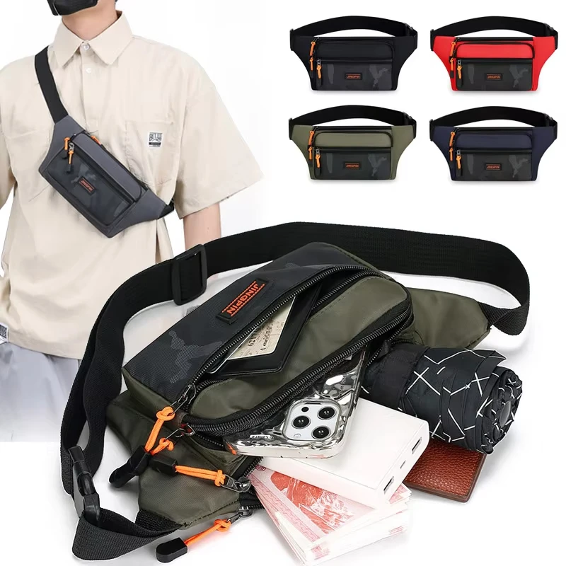 

Men Lightweight Waist Bag Outdoor Sport Chest Bags Multifunctional Daily Outing Commuting Biking Phone Storage Bag Shoulder Bag