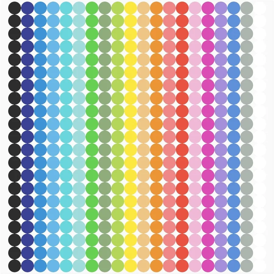 

6720 шт., круглые этикетки с маленькими точками, круглые этикетки с цветовой кодировкой, круглые точечные этикетки, 20 цветов для офиса, классной комнаты